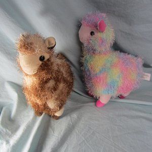 plush kellytoy pastel rainbow & brown llamas stuffed animal (w2062)
